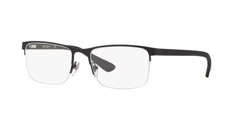 Black-framed eyeglasses on a transparent background