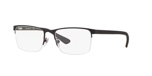 Black-framed eyeglasses on a transparent background