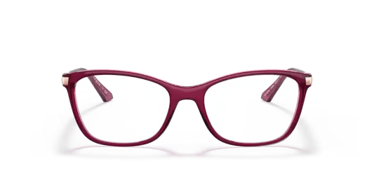 Pink eyeglasses with decorative elements on a white background