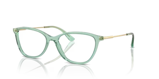 Green eyeglasses with a clear background