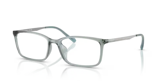Clear eyeglasses with a reflective surface on a transparent background