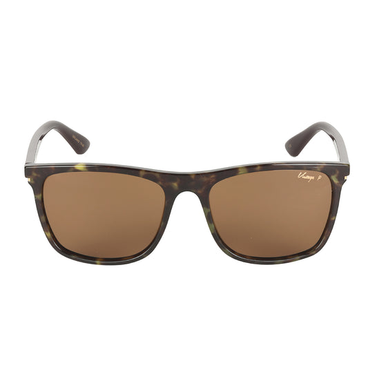 Sunglasses with tortoiseshell frame and brown lenses on a white background
