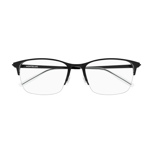 Black eyeglasses with 'Montblanc' branding on a transparent background