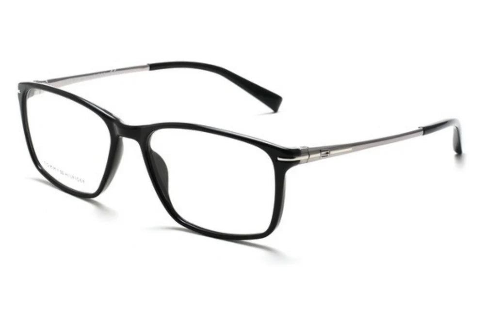 Black eyeglasses on a white background