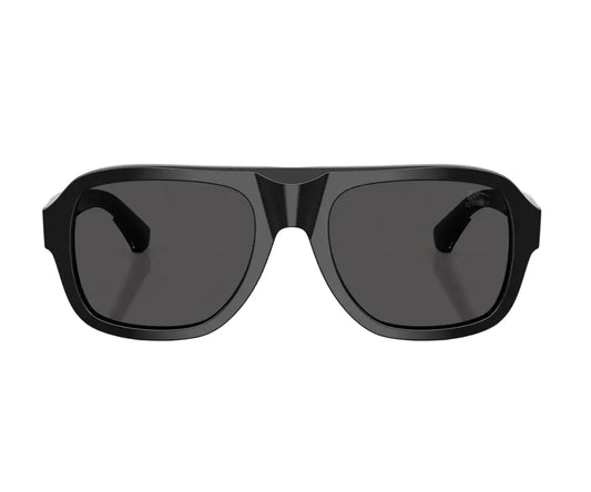 Black sunglasses with dark lenses on a white background