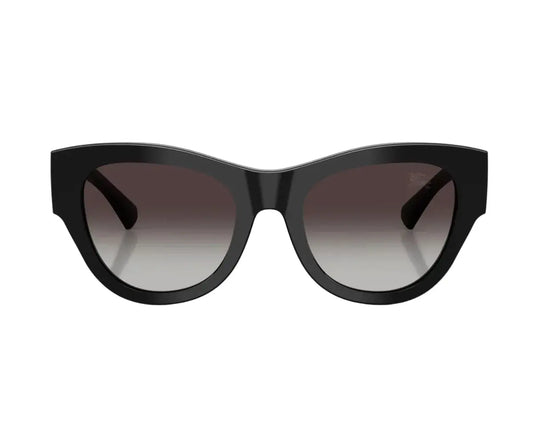Black sunglasses with gradient lenses on a white background