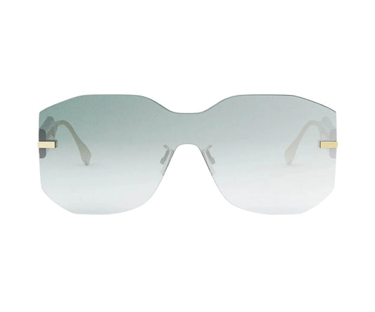 Sunglasses with gold accents on a white background