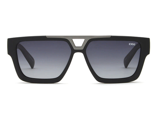Black sunglasses with gradient lenses on a white background