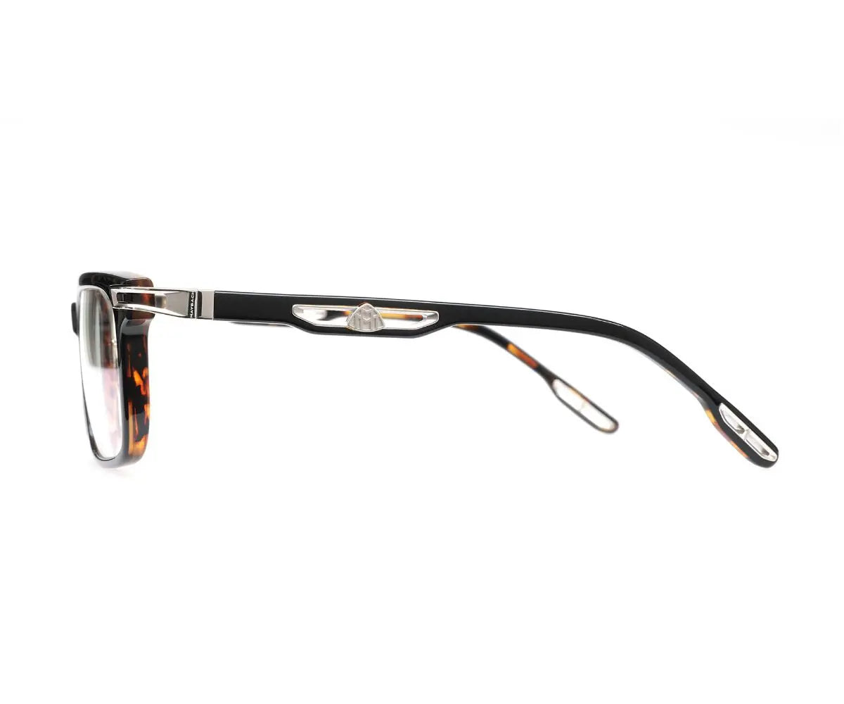 Sunglasses with gold frame and black arms on a white background
