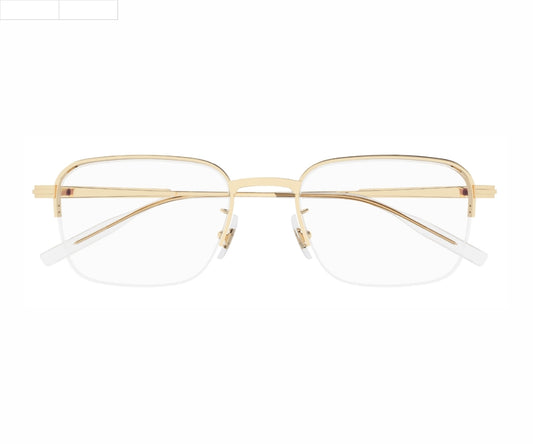 Gold-framed eyeglasses on a white background