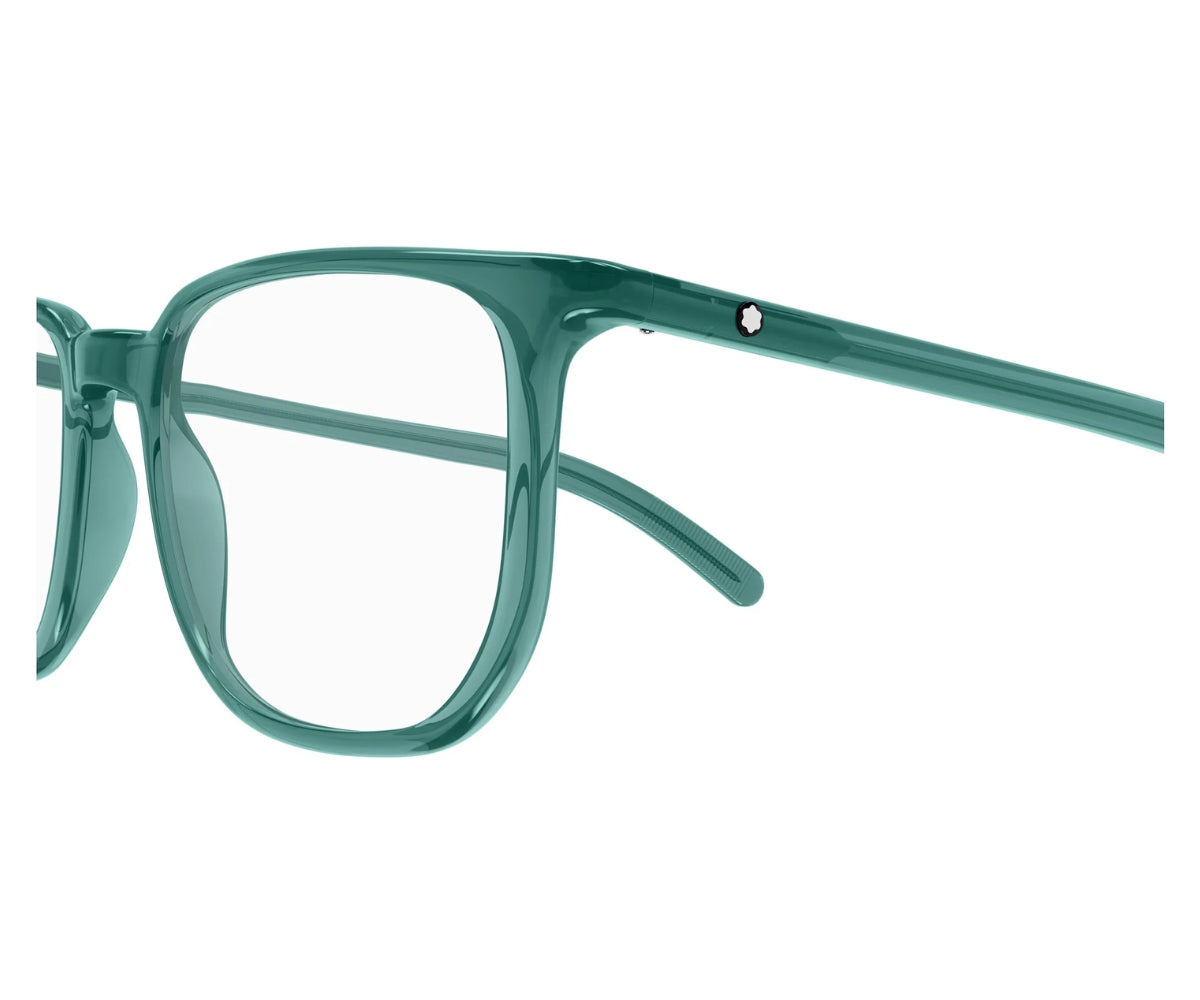 Teal eyeglasses on a white background