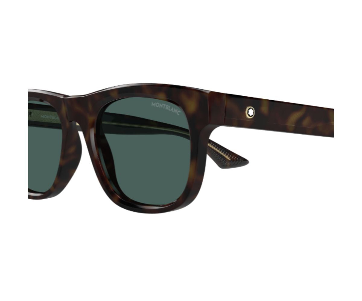 Sunglasses with tortoiseshell frame and dark lenses on a white background