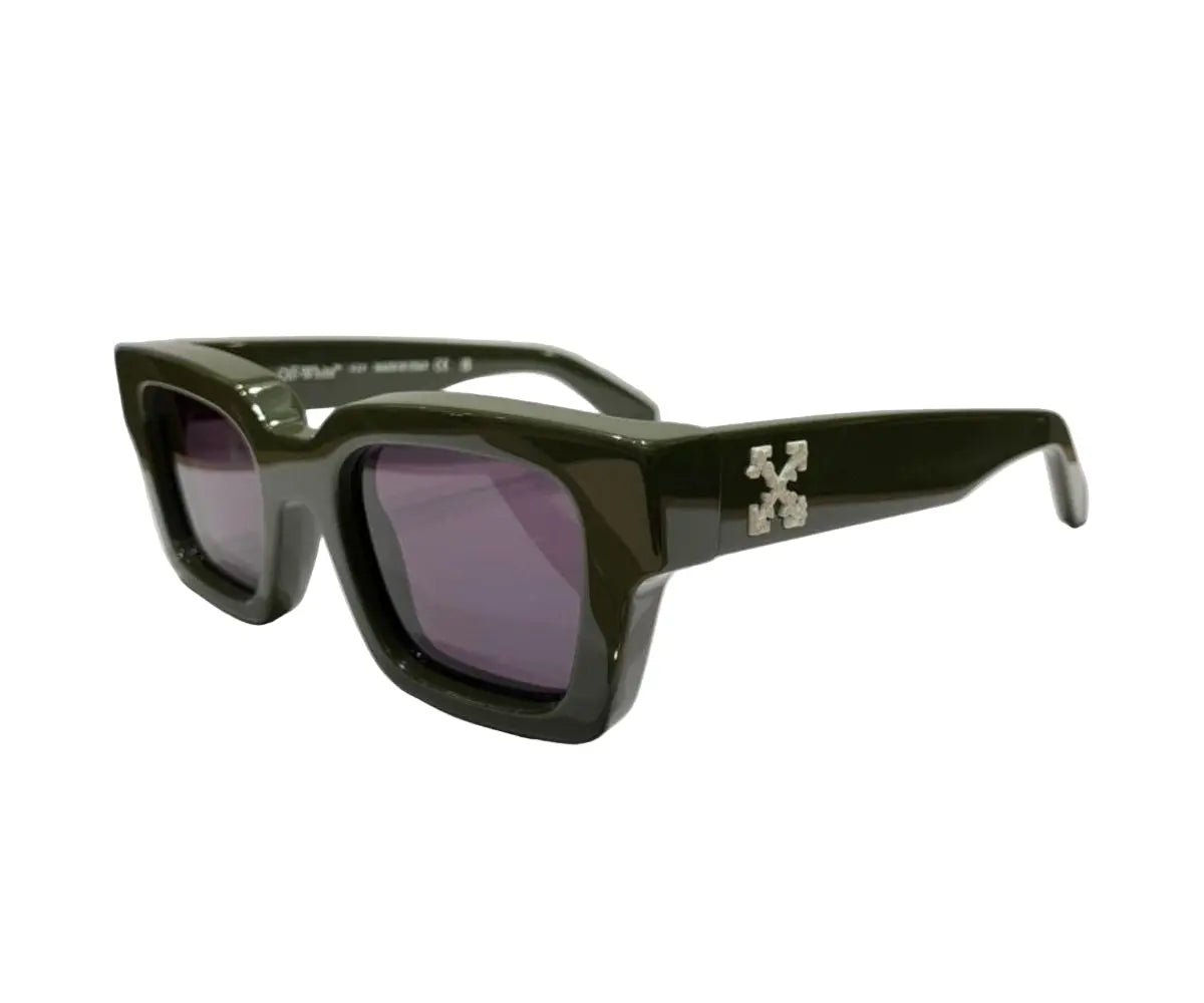 Black sunglasses with a logo on a white background