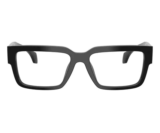 Black rectangular eyeglasses on a white background