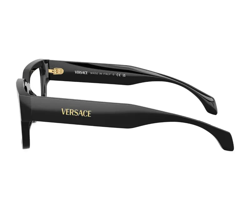 Black Versace eyeglasses on a white background
