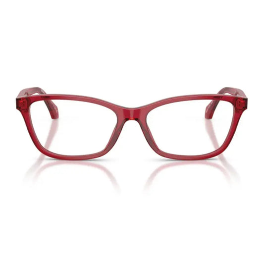 Red eyeglasses on a white background