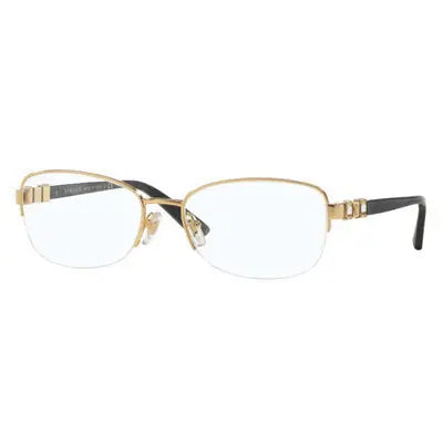Gold-framed eyeglasses on a white background