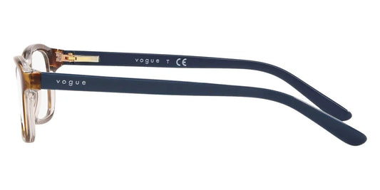 Navy blue Vogue eyeglasses on a white background