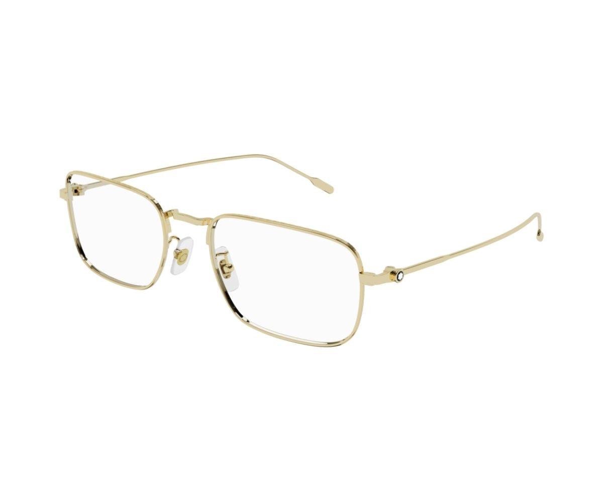 Gold eyeglasses on a white background