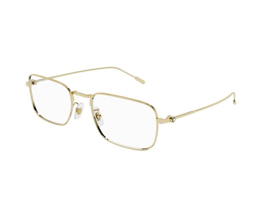 Gold eyeglasses on a white background