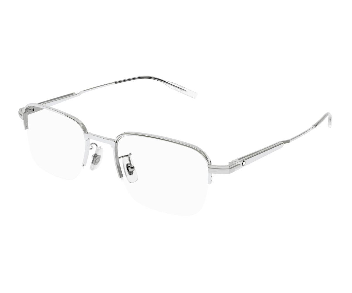 Silver eyeglasses on a white background