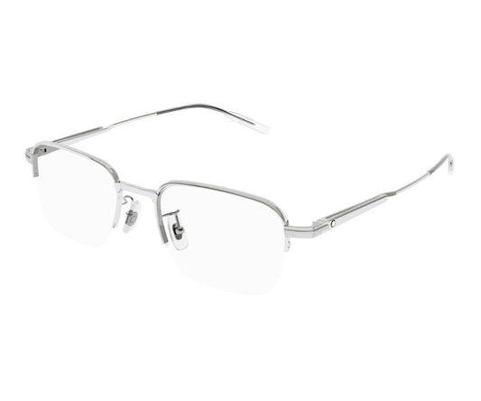Silver eyeglasses on a white background