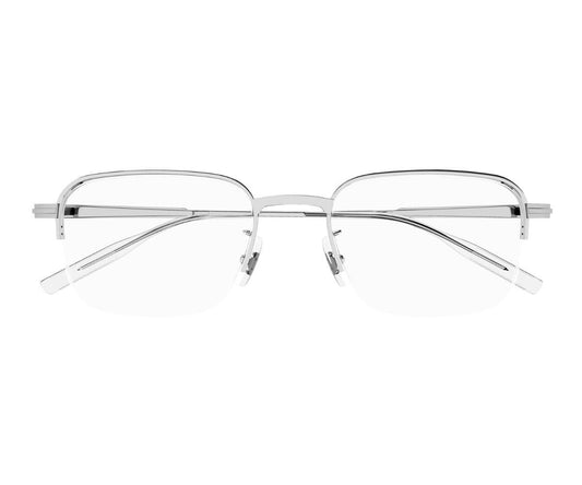 Silver eyeglasses on a white background