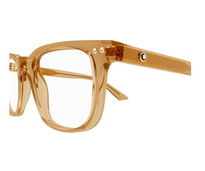 Gold-framed eyeglasses on a white background