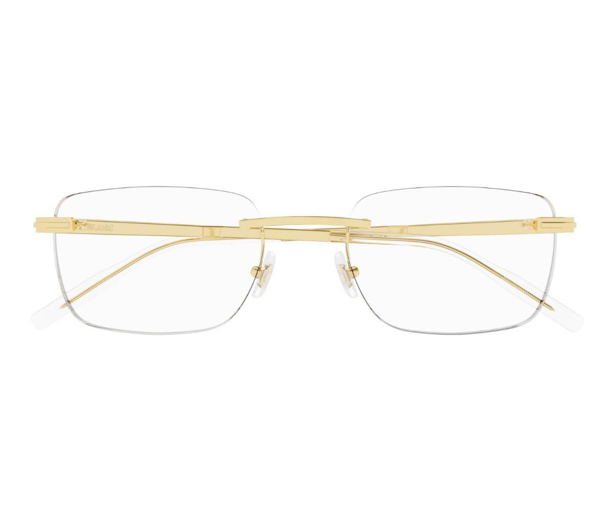Gold-rimmed eyeglasses on a white background