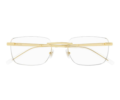 Gold-rimmed eyeglasses on a white background