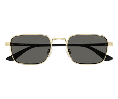 Gold-framed sunglasses with dark lenses on a white background