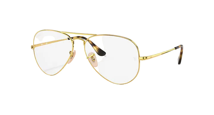 Gold-framed eyeglasses on a white background