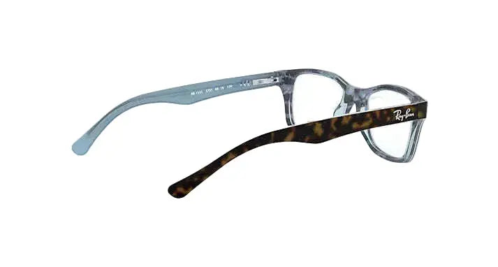 Eyeglasses with a tortoiseshell arm on a white background