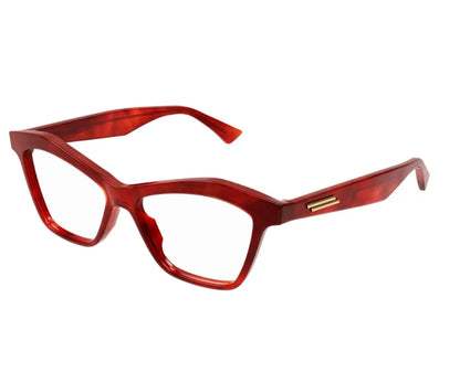 Red eyeglasses on a white background