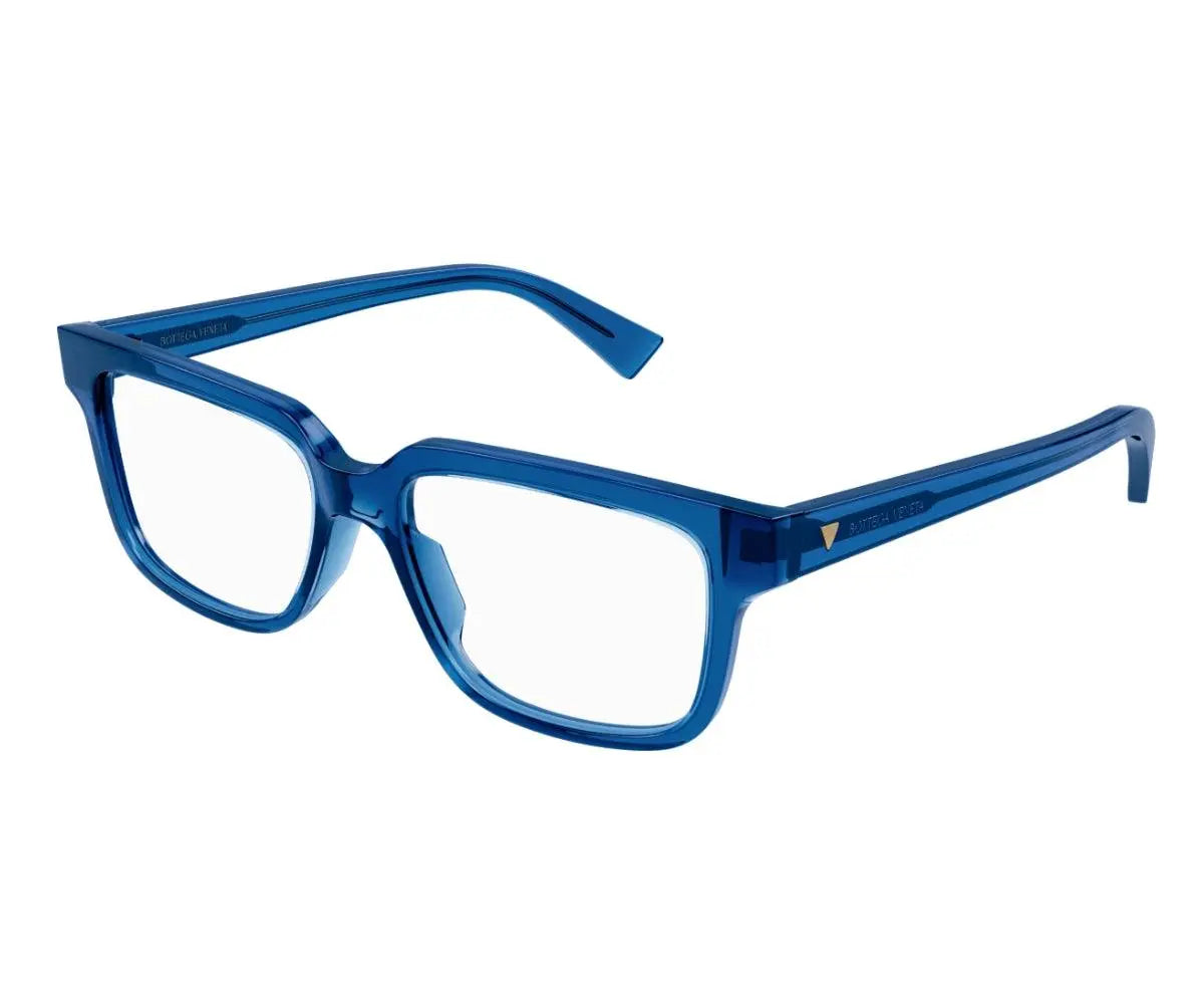 Blue eyeglasses on a white background