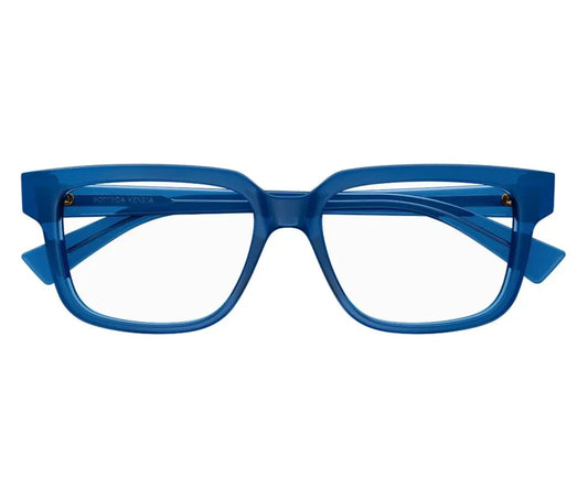 Blue eyeglasses on a white background