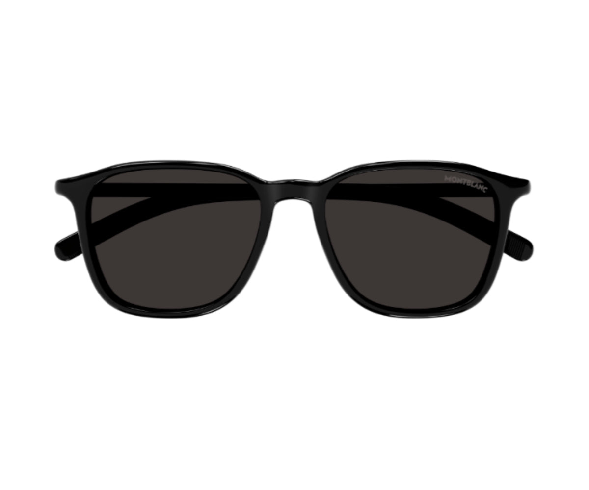 Black sunglasses with dark lenses on a white background