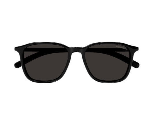 Black sunglasses with dark lenses on a white background