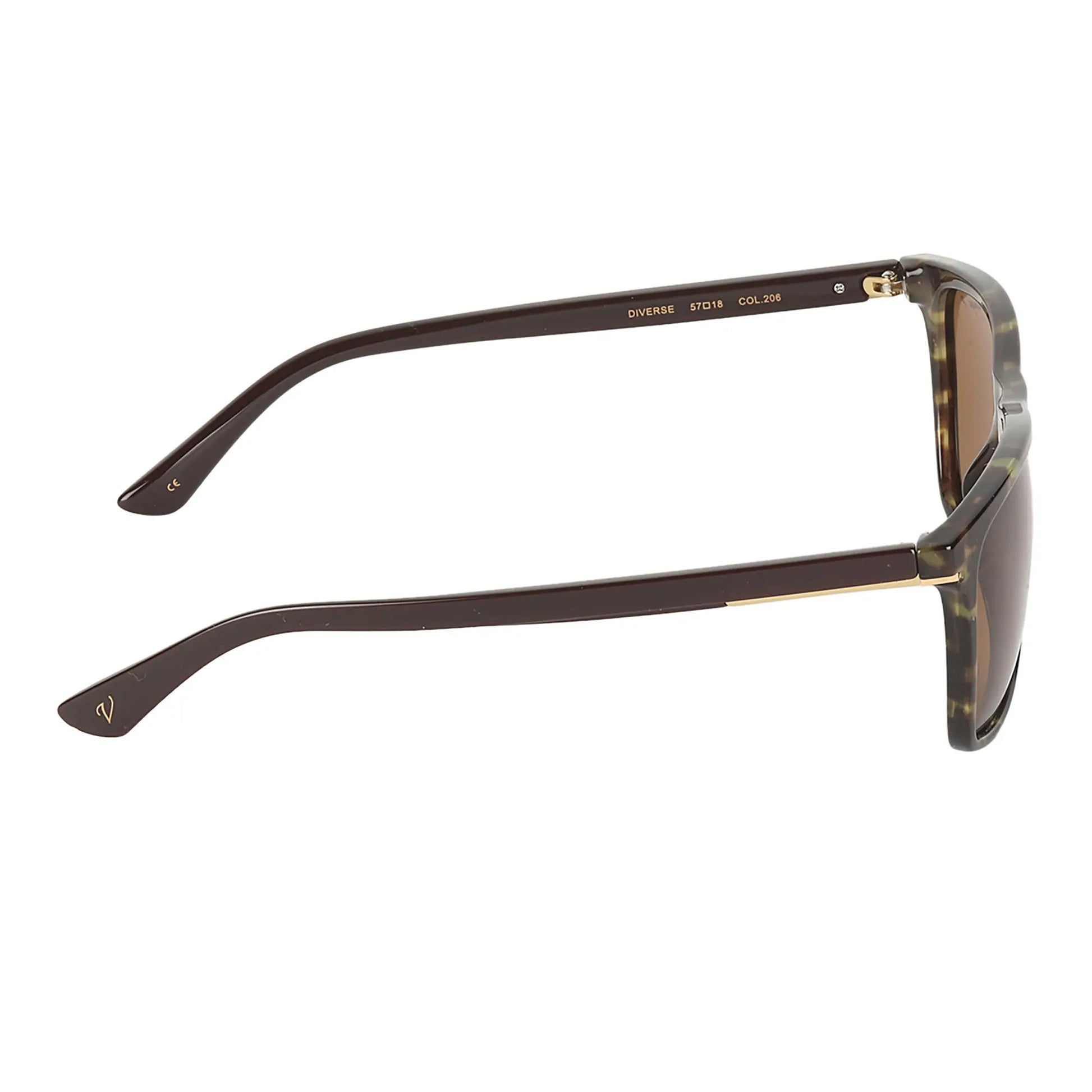 Sunglasses with tortoiseshell frame and dark lenses on a white background