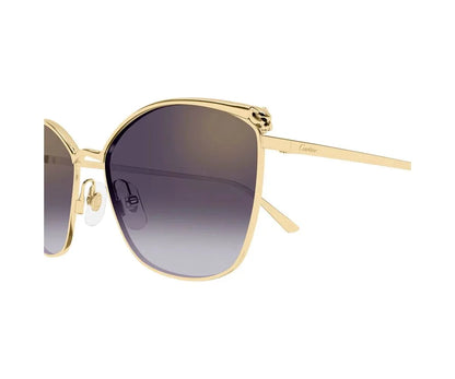 Gold-framed sunglasses with gradient lenses on a white background