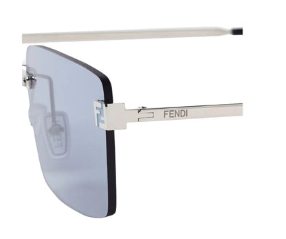 Fendi sunglasses with a white frame and reflective lenses on a white background
