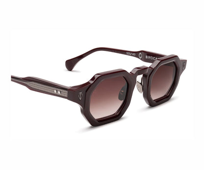 Brown sunglasses with a gradient lens on a white background