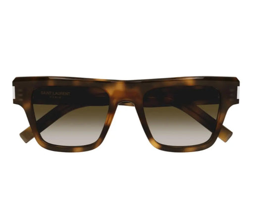 Sunglasses with tortoiseshell frame and gradient lenses on a white background
