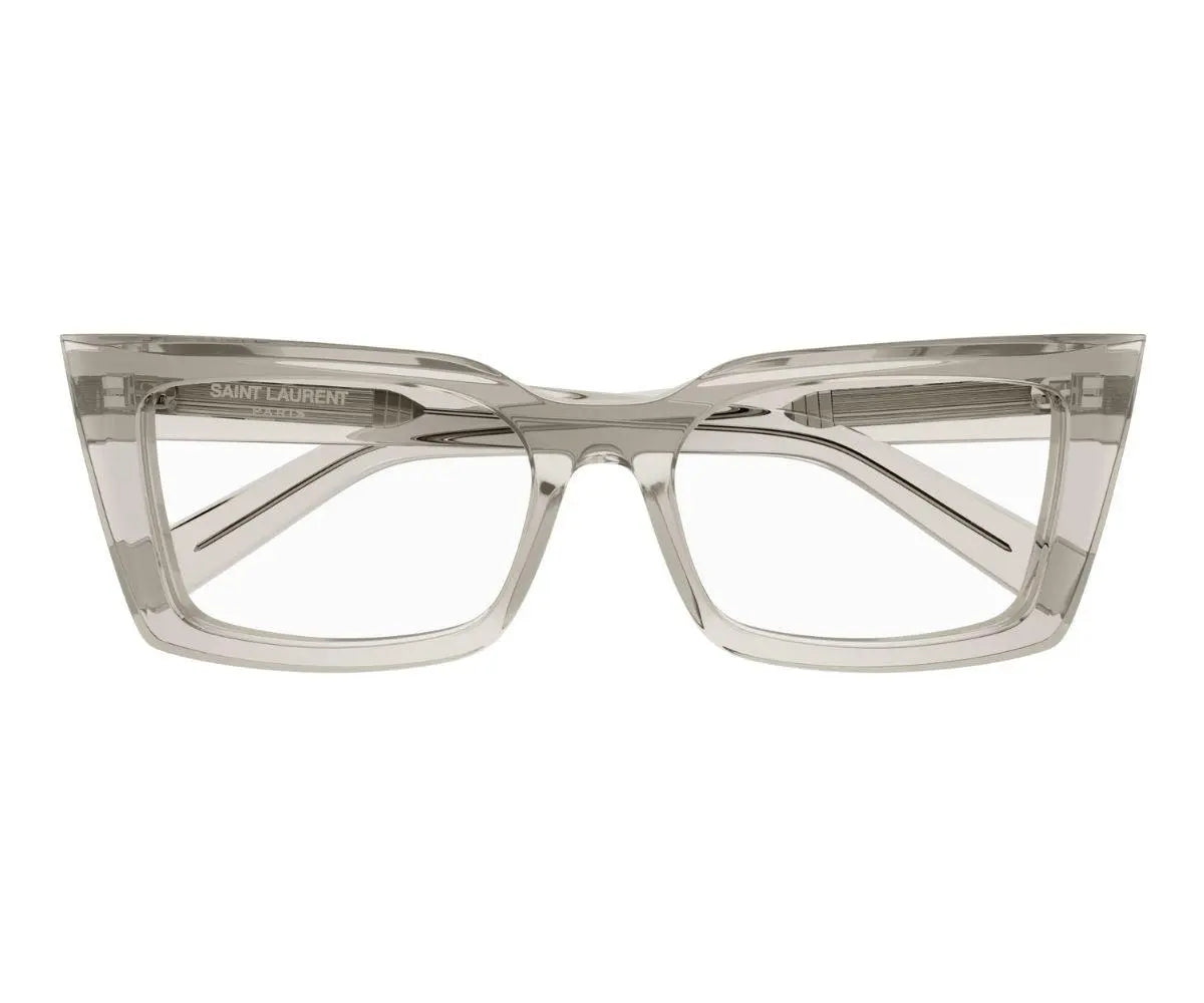 Clear cat-eye glasses on a white background