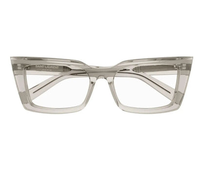 Clear cat-eye glasses on a white background