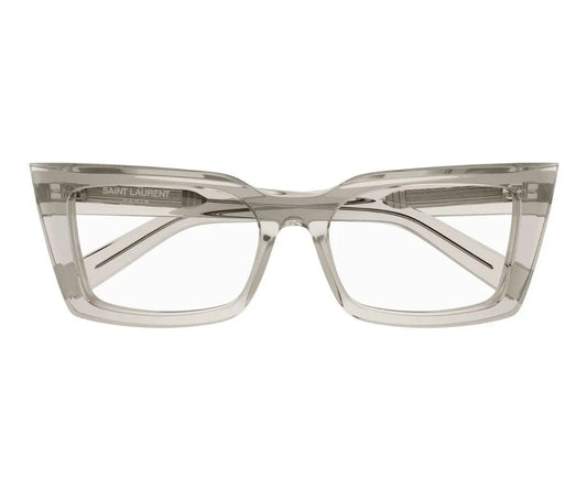 Clear cat-eye glasses on a white background