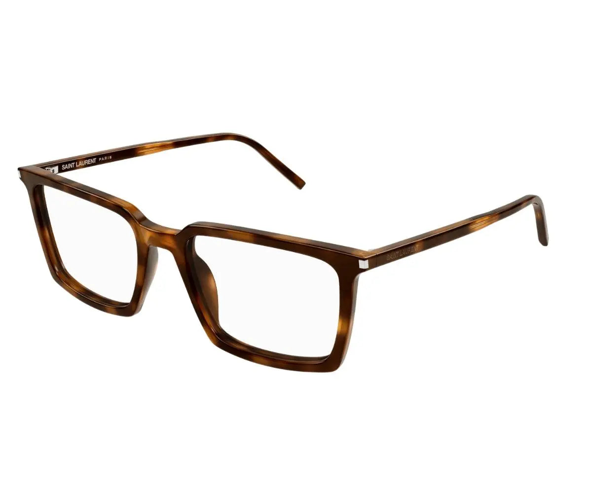 Brown eyeglasses on a white background