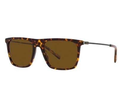 Sunglasses with tortoiseshell frame and brown lenses on a white background