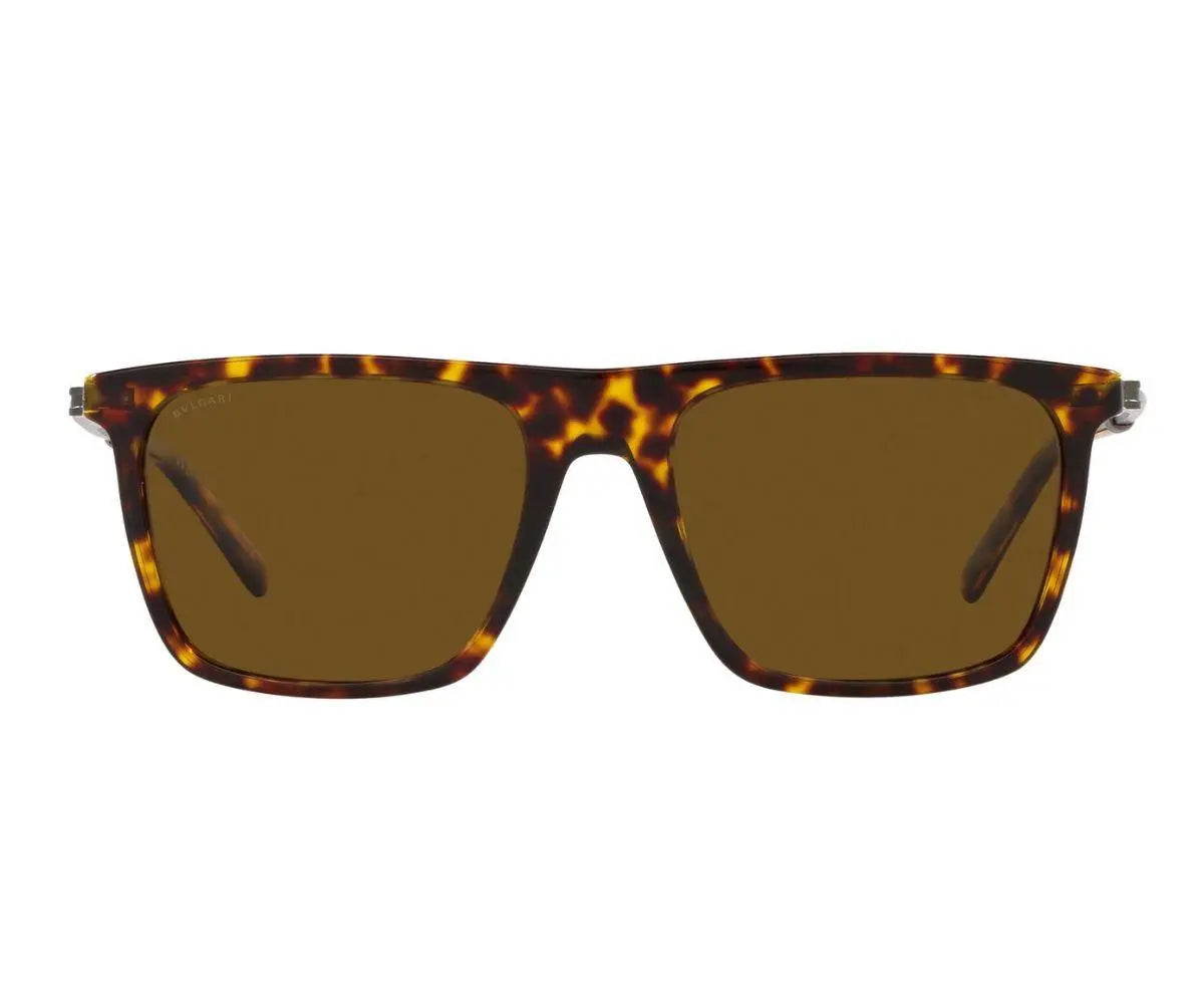 Sunglasses with tortoiseshell frame and brown lenses on a white background