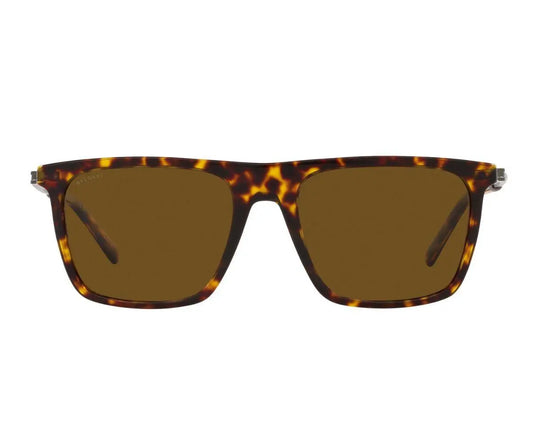 Sunglasses with tortoiseshell frame and brown lenses on a white background